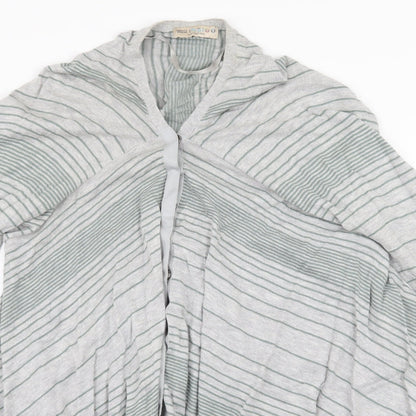 Marks and Spencer Womens Grey Striped Knit Cardigan Jumper Size 14