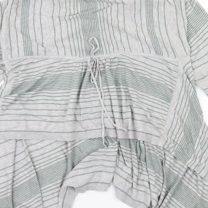 Marks and Spencer Womens Grey Striped Knit Cardigan Jumper Size 14