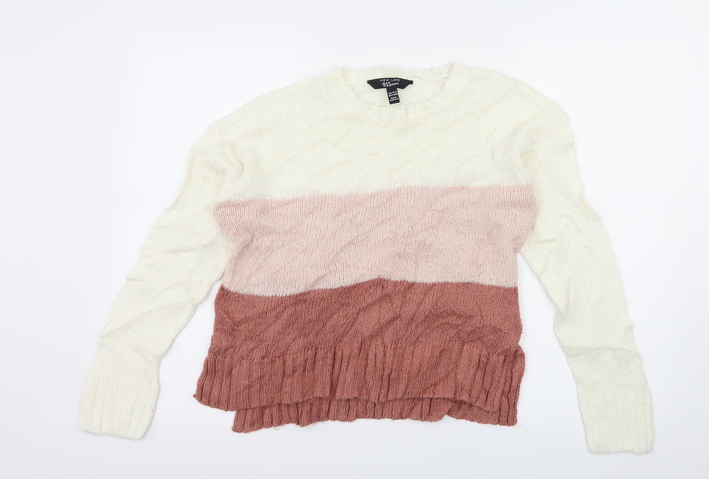 New Look Girls Ivory Striped Knit Pullover Jumper Size 14-15 Years