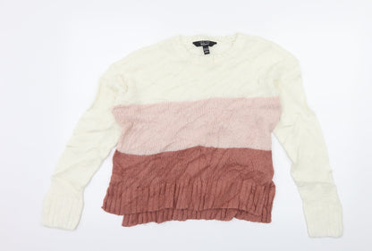 New Look Girls Ivory Striped Knit Pullover Jumper Size 14-15 Years