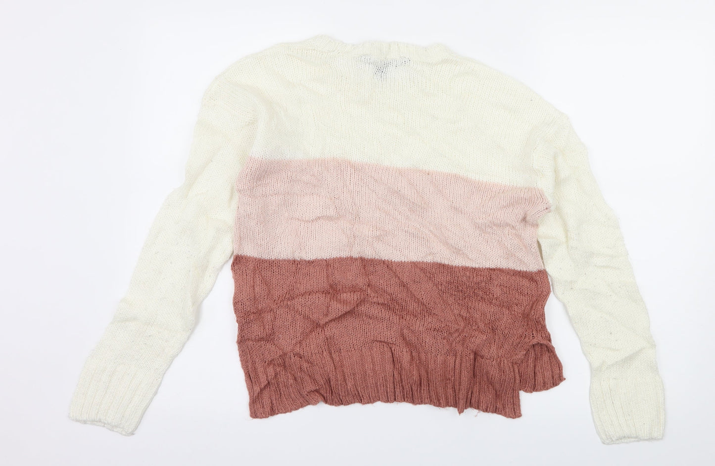 New Look Girls Ivory Striped Knit Pullover Jumper Size 14-15 Years