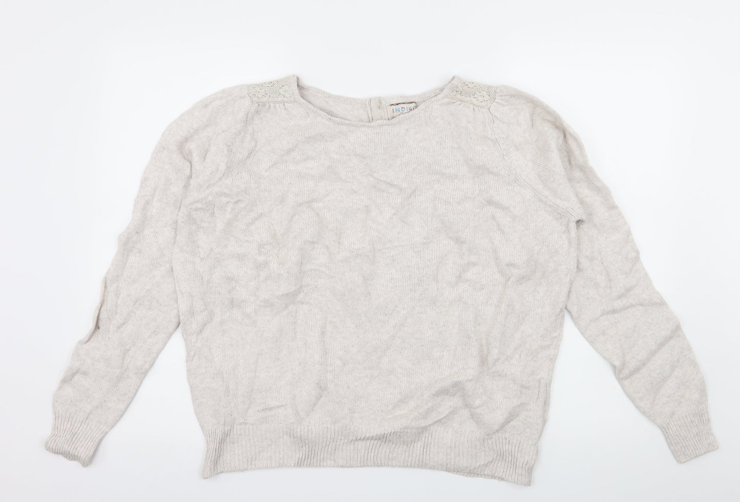 Marks and Spencer Womens Ivory  Knit Pullover Jumper Size 16  - Crochet detail