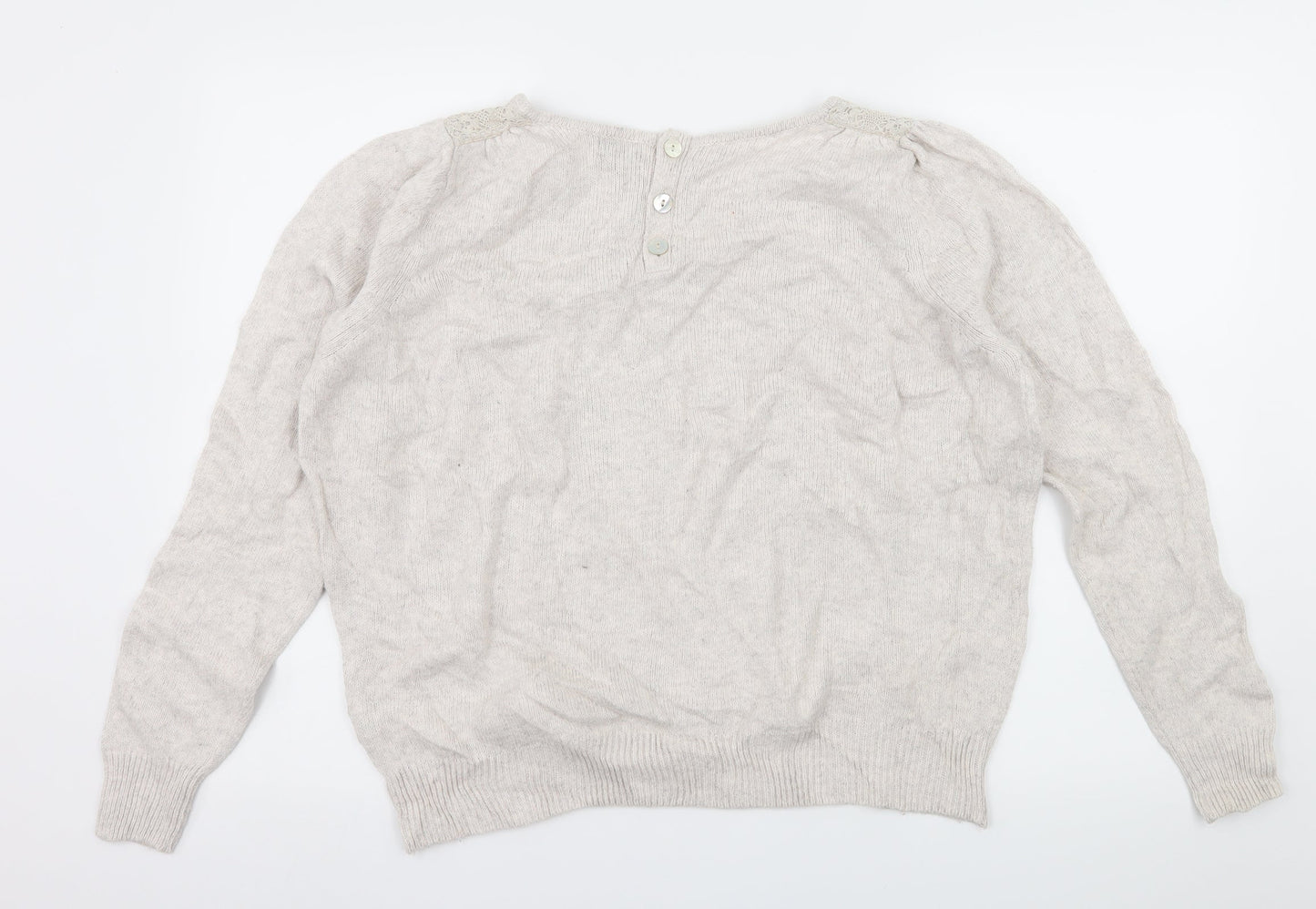 Marks and Spencer Womens Ivory  Knit Pullover Jumper Size 16  - Crochet detail