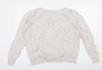 Marks and Spencer Womens Ivory  Knit Pullover Jumper Size 16  - Crochet detail