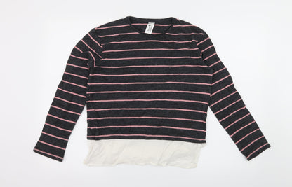 Here + There Girls Green Striped Knit Pullover Jumper Size 13-14 Years