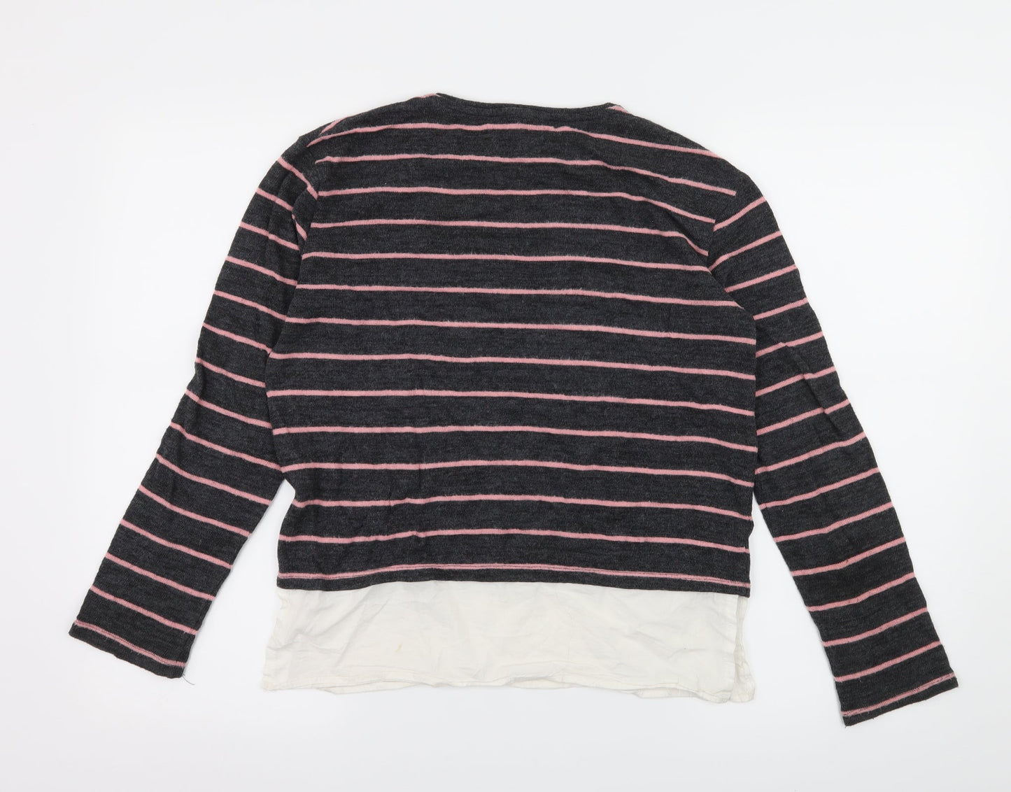 Here + There Girls Green Striped Knit Pullover Jumper Size 13-14 Years