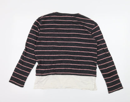 Here + There Girls Green Striped Knit Pullover Jumper Size 13-14 Years