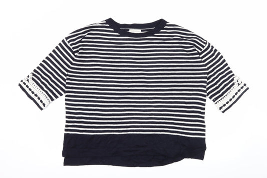 Monsoon Womens Blue Striped Knit Pullover Jumper Size M