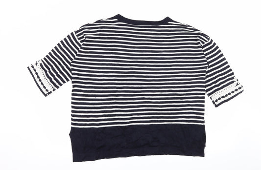 Monsoon Womens Blue Striped Knit Pullover Jumper Size M