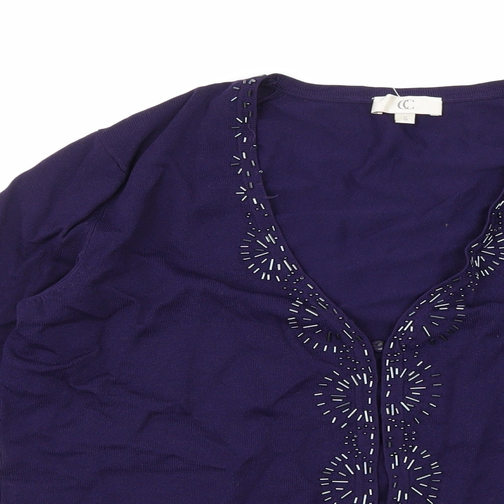 CC Womens Purple  Knit Cardigan Jumper Size S