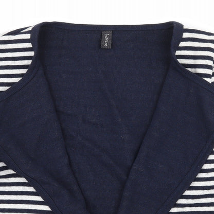 In Town Womens Blue Striped Knit Cardigan Jumper Size 12