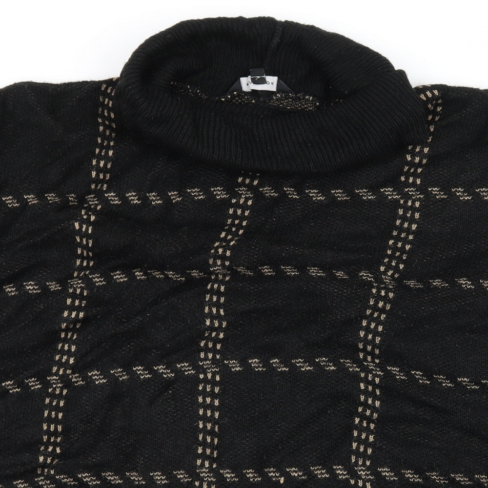 New Look Womens Black Check Knit Pullover Jumper Size M