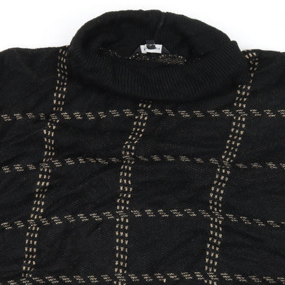 New Look Womens Black Check Knit Pullover Jumper Size M