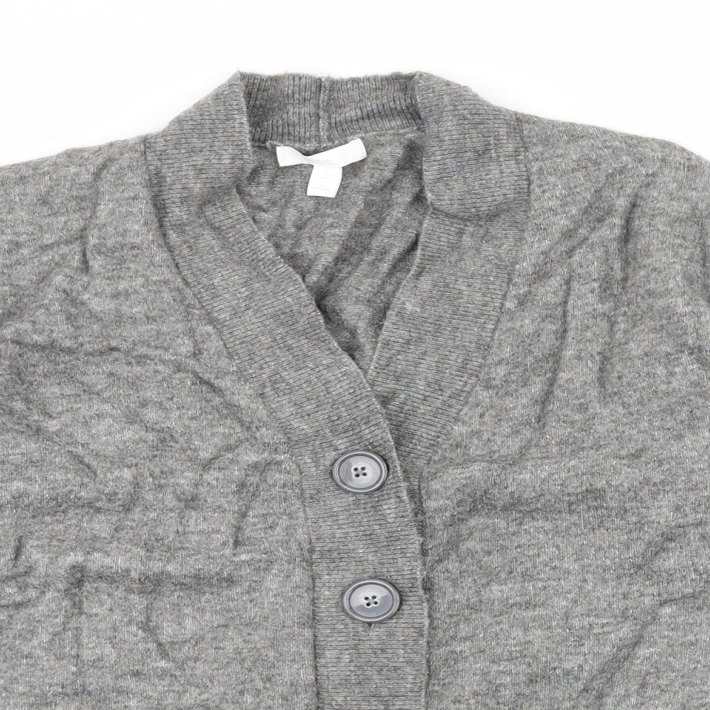 HM& Womens Grey  Knit Cardigan Jumper Size S
