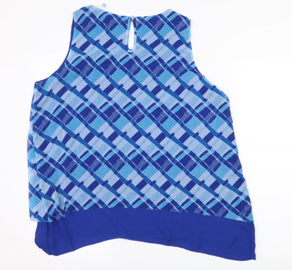 Wonder Womens Blue Check  Basic Blouse Size 16