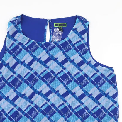 Wonder Womens Blue Check  Basic Blouse Size 16