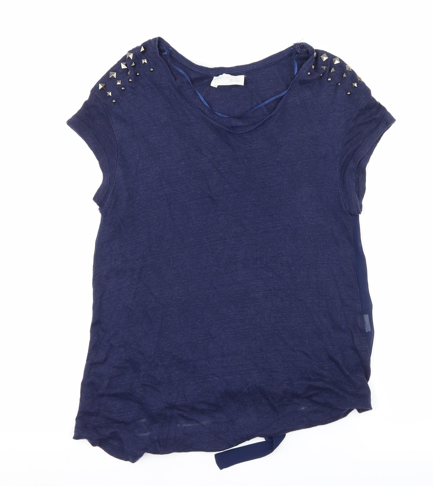 Womens UK Size S Zara Blue Basic T-Shirt