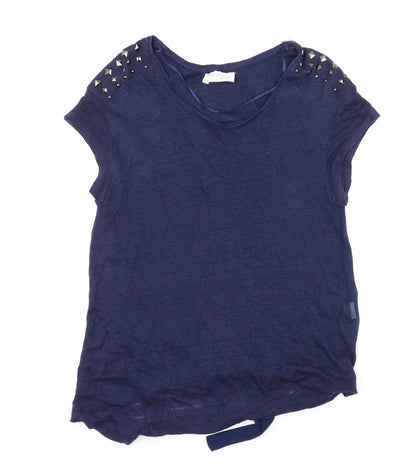 Womens UK Size S Zara Blue Basic T-Shirt