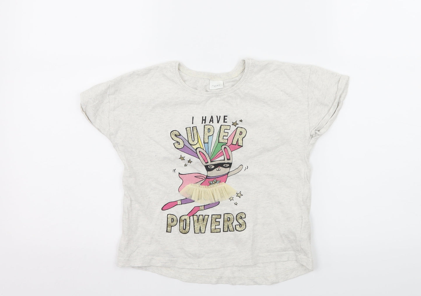 NEXT Girls Green  Jersey Basic T-Shirt Size 3-4 Years  - I Have Super Powers