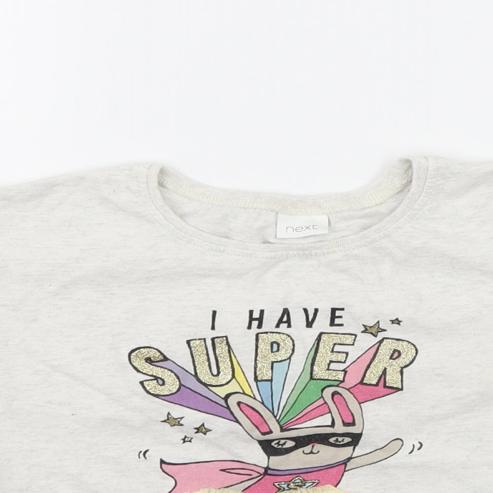 NEXT Girls Green  Jersey Basic T-Shirt Size 3-4 Years  - I Have Super Powers