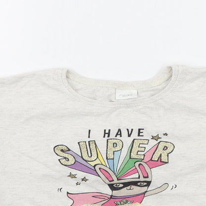 NEXT Girls Green  Jersey Basic T-Shirt Size 3-4 Years  - I Have Super Powers