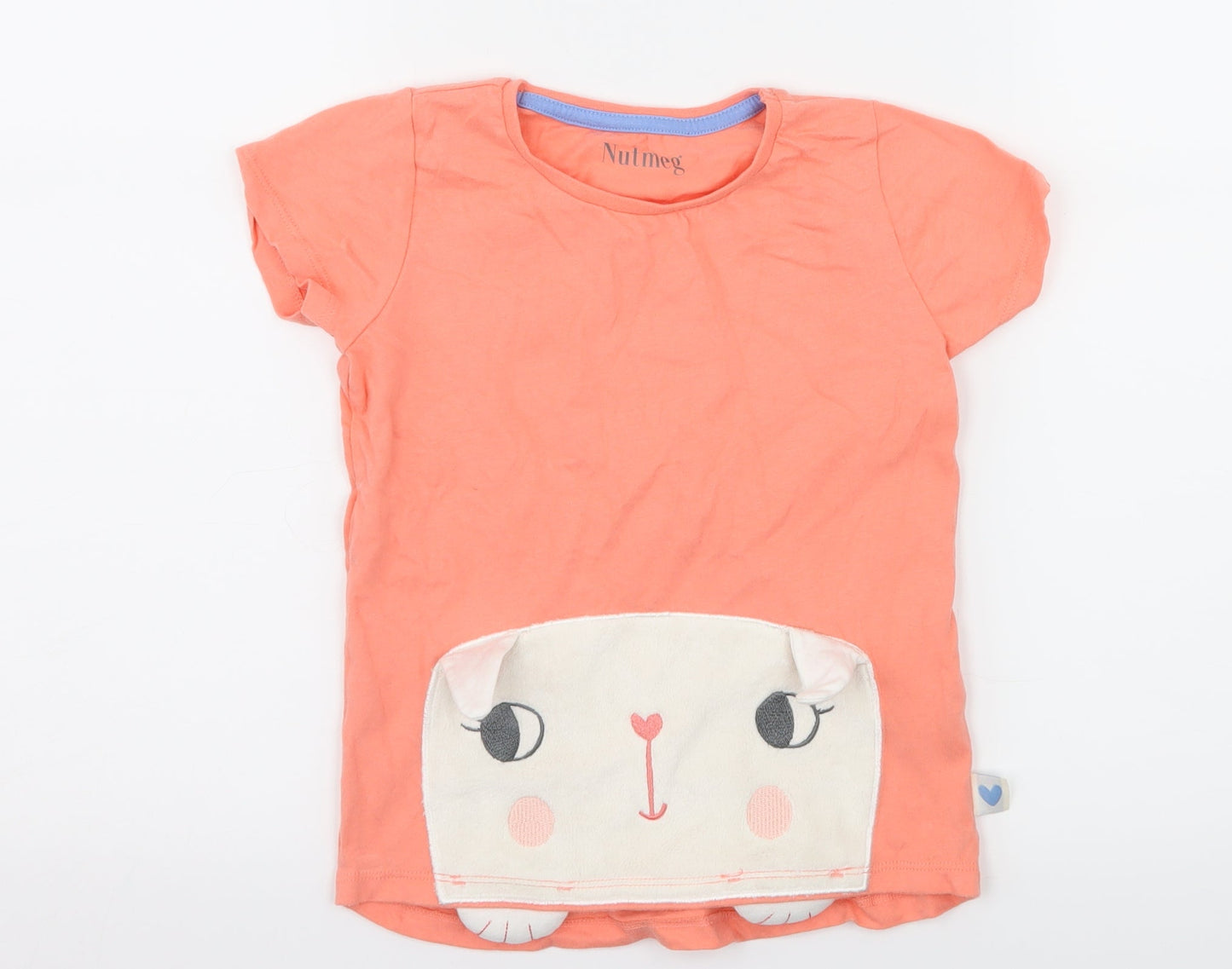 Nutmeg Girls Orange  Jersey Basic T-Shirt Size 5-6 Years  - Cat