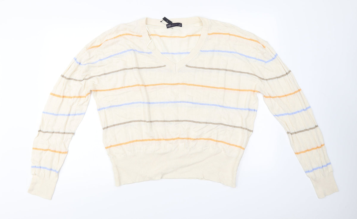 Marks & Spencer  Womens Beige Striped  Pullover Jumper Size XL