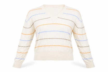Marks & Spencer  Womens Beige Striped  Pullover Jumper Size XL