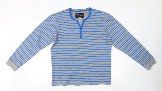 easy  Mens Grey Striped  Pullover Jumper Size L