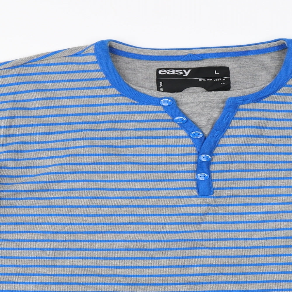 easy  Mens Grey Striped  Pullover Jumper Size L