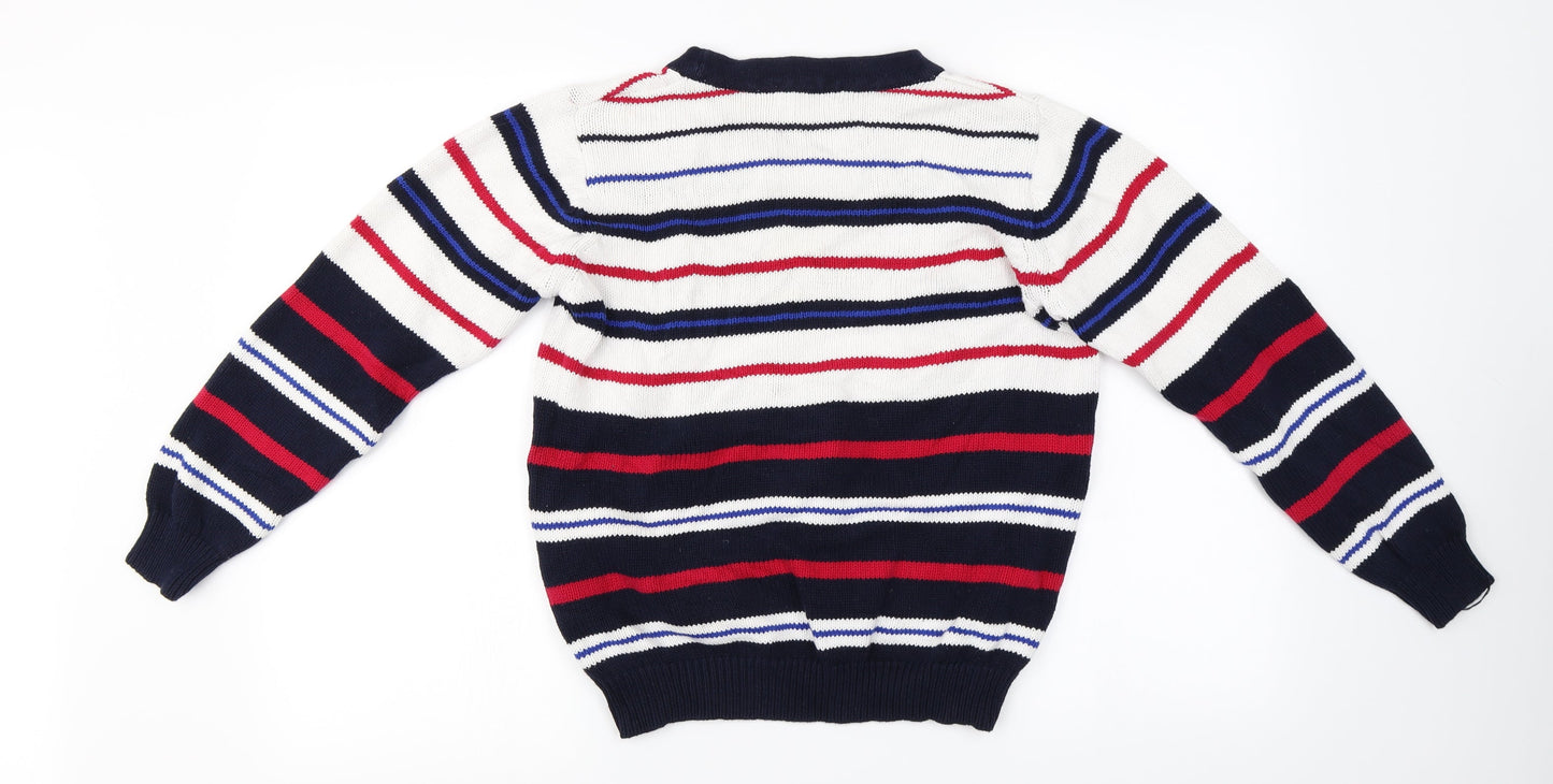 EWM Womens White Striped  Pullover Jumper Size 14