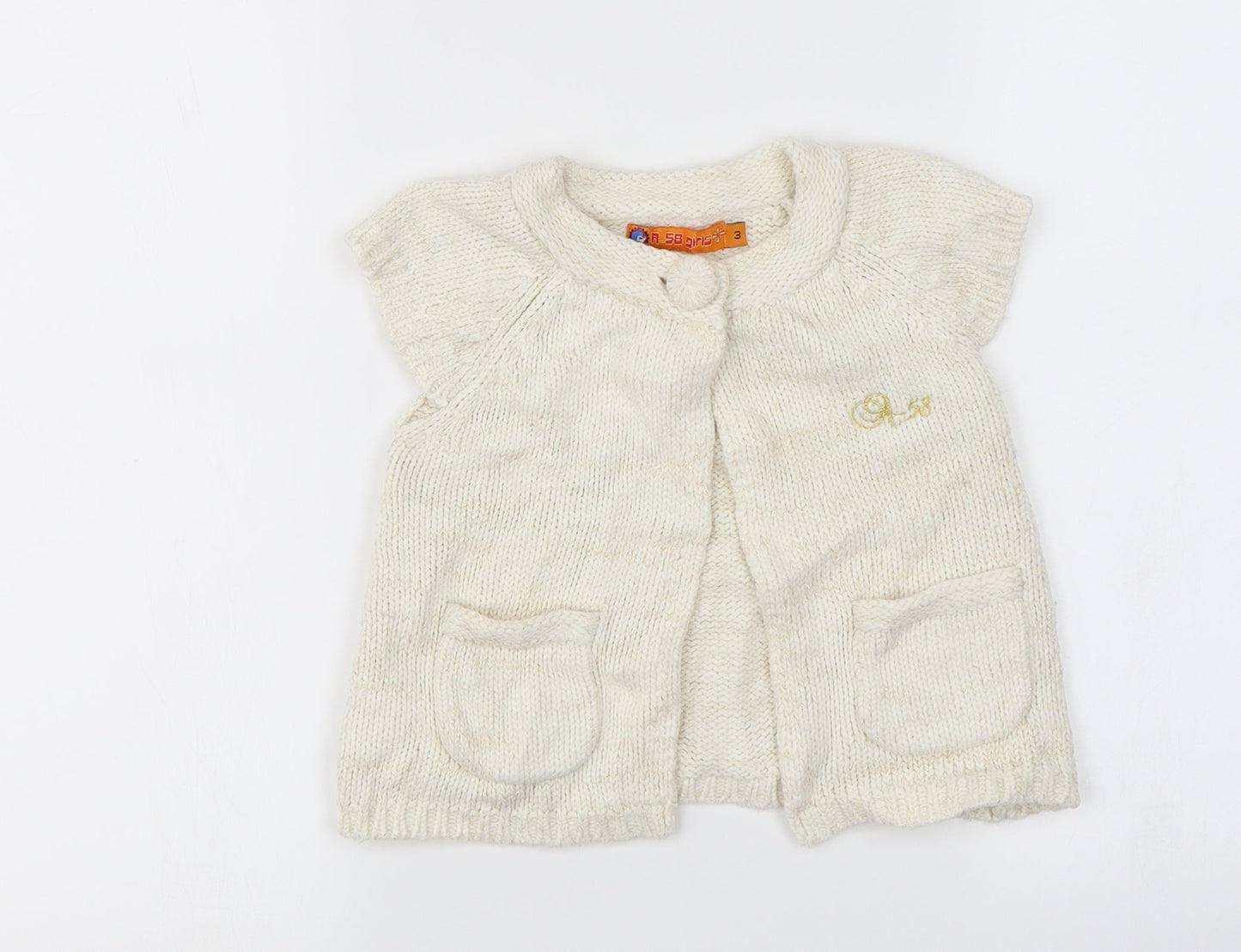 a 58 girls Girls Ivory   Cardigan Jumper Size 3 Years