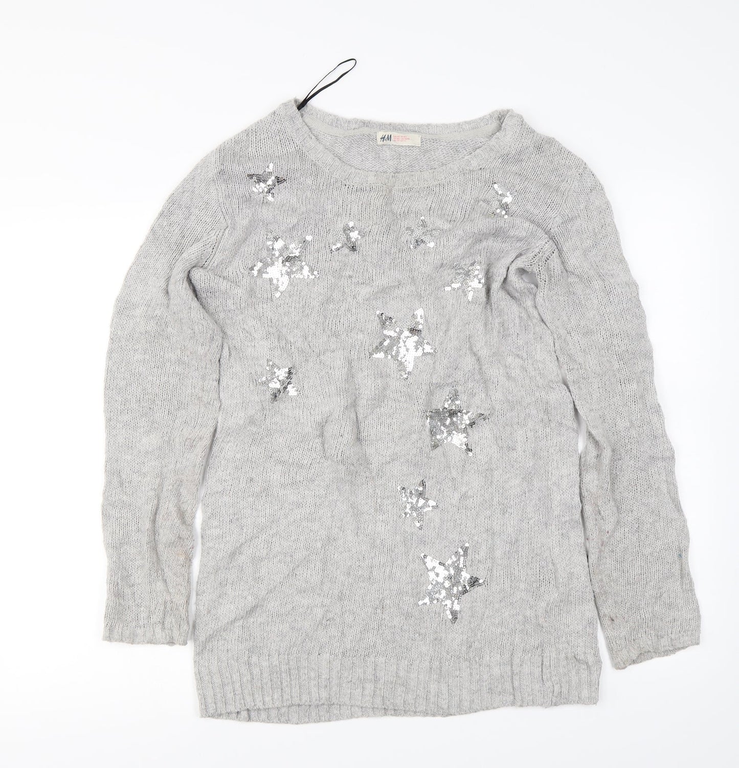 H&M Girls Grey   Pullover Jumper Size 14 Years  - Sequin Stars