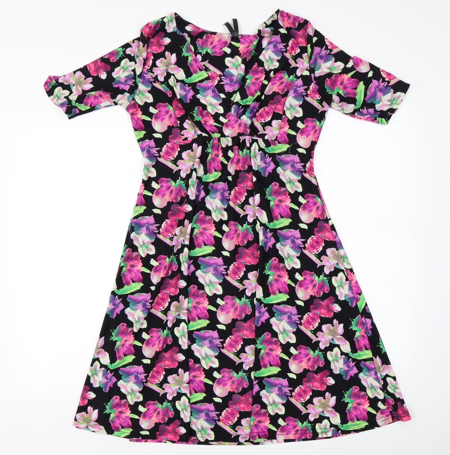 pistcachio  Womens Black Floral  A-Line  Size S