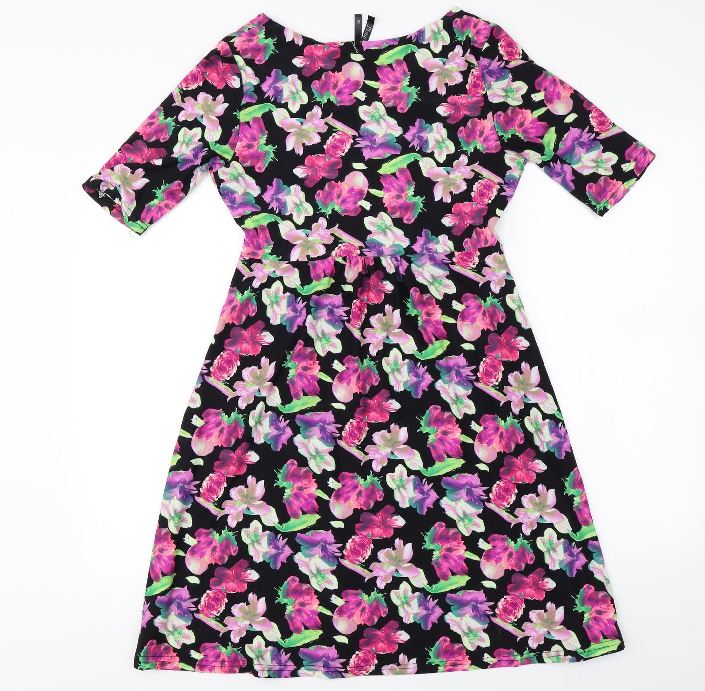 pistcachio  Womens Black Floral  A-Line  Size S