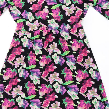 pistcachio  Womens Black Floral  A-Line  Size S