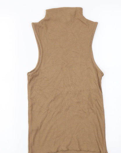 Womens UK Size 8 Topshop Brown Basic T-Shirt