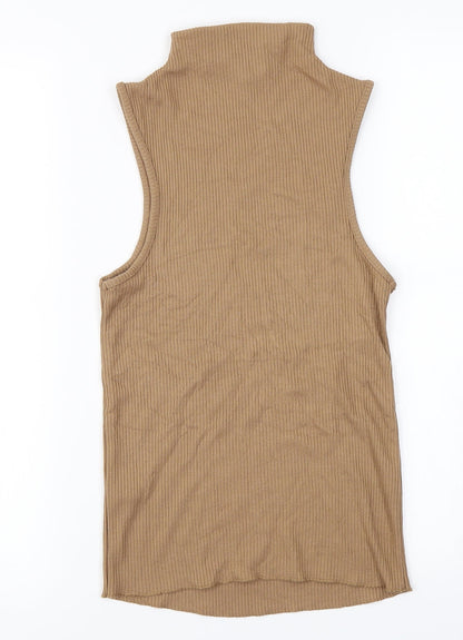 Womens UK Size 8 Topshop Brown Basic T-Shirt