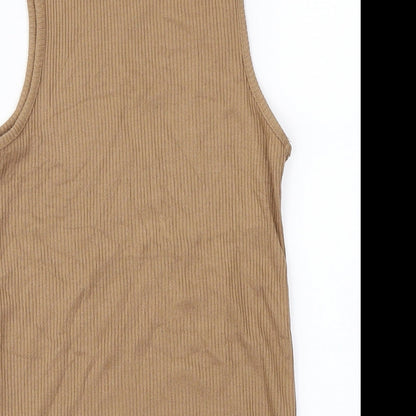 Womens UK Size 8 Topshop Brown Basic T-Shirt
