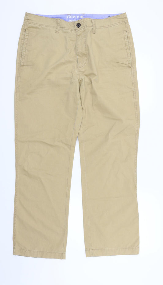 Howick Mens Beige   Chino Trousers Size 34 in L28 in
