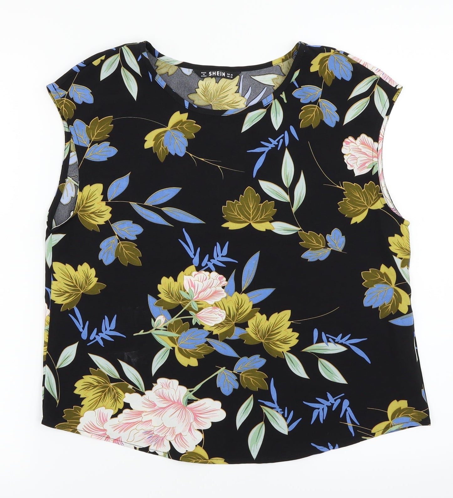 SheIn Womens Black Floral  Basic Blouse Size XS