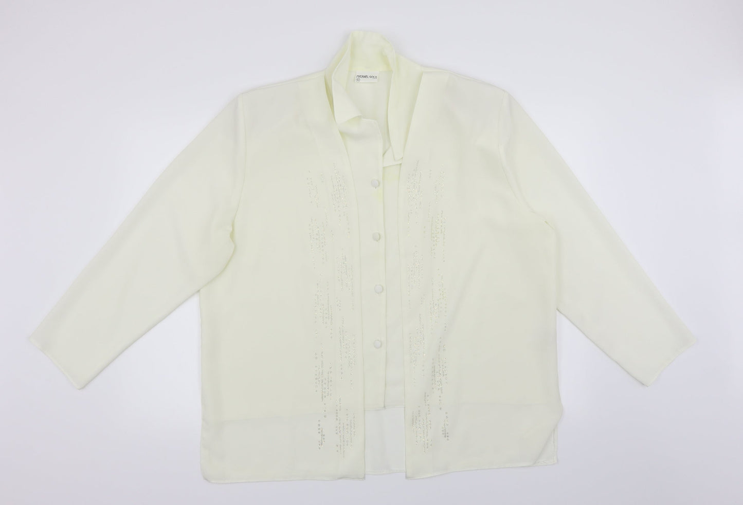 Womens UK Size XL Michael Gold White Tunic Blouse