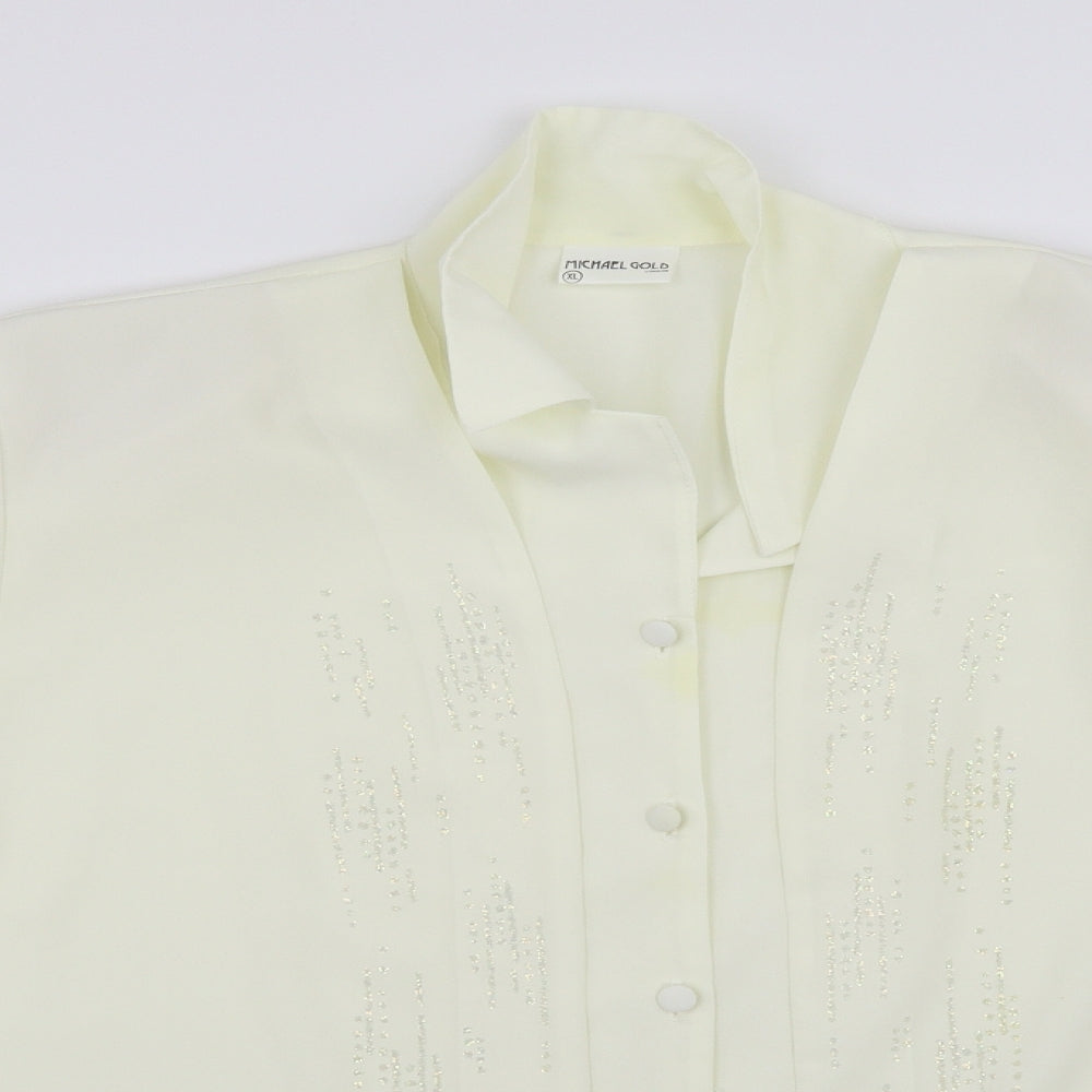 Womens UK Size XL Michael Gold White Tunic Blouse