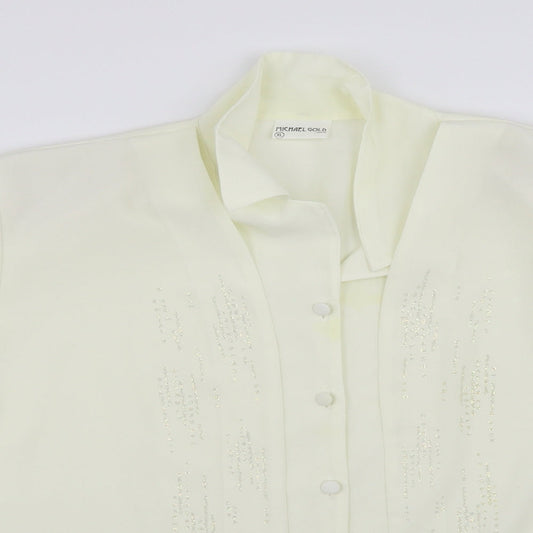 Womens UK Size XL Michael Gold White Tunic Blouse