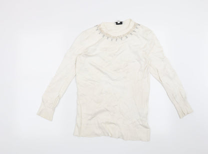 Warehouse Womens White   Pullover Jumper Size 10