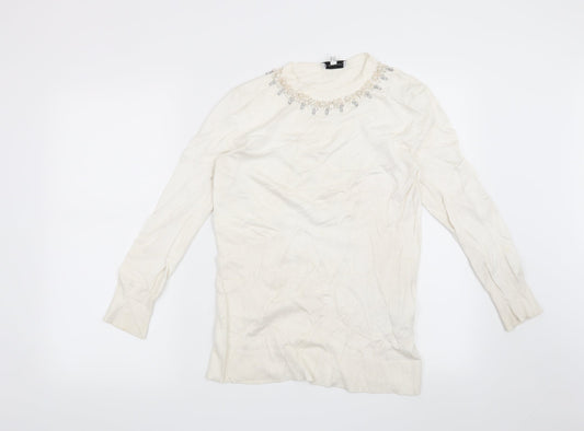 Warehouse Womens White   Pullover Jumper Size 10