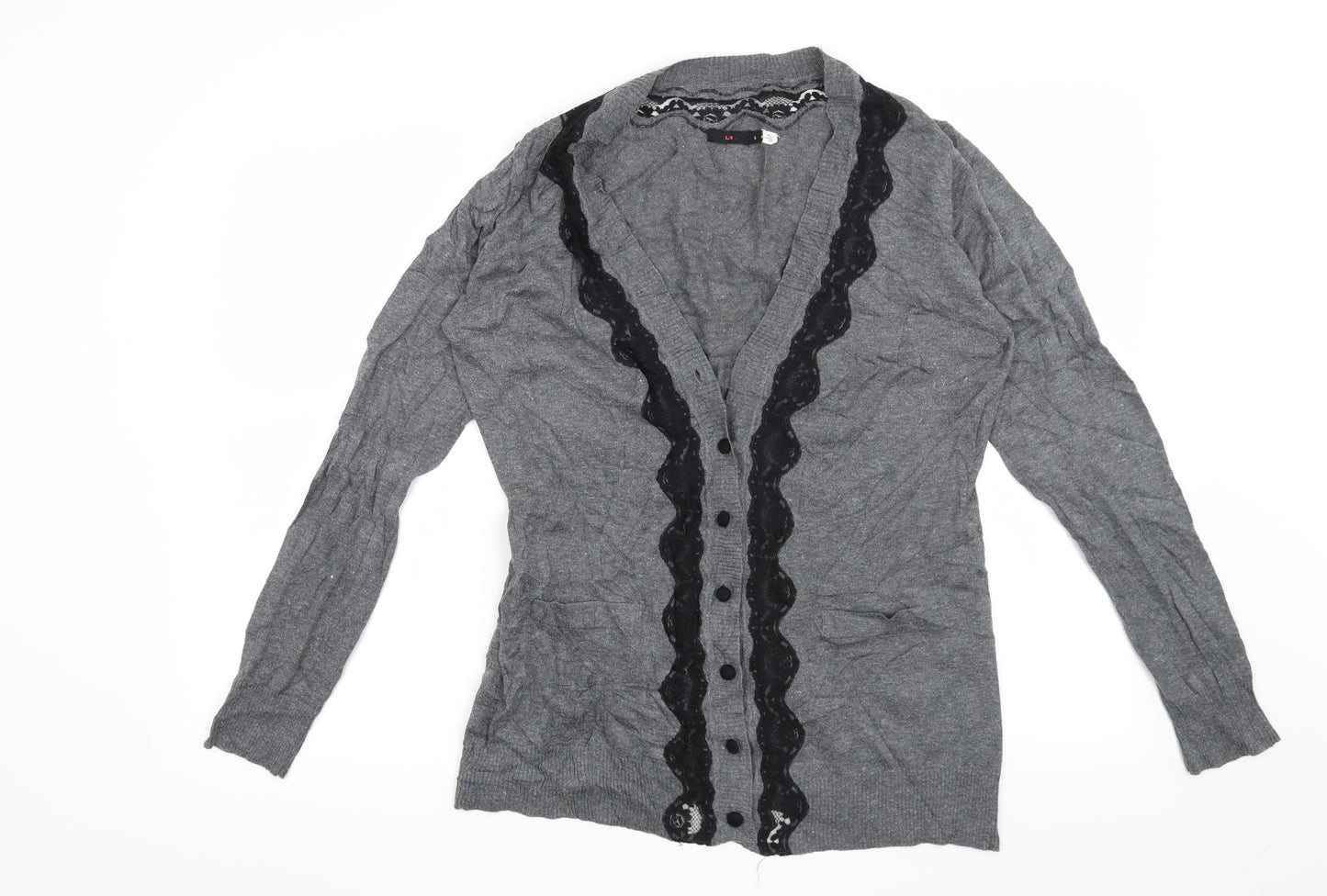 Lux Womens Grey   Cardigan Jumper Size L