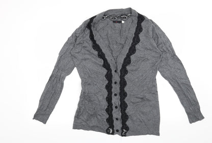 Lux Womens Grey   Cardigan Jumper Size L