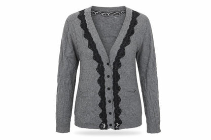 Lux Womens Grey   Cardigan Jumper Size L