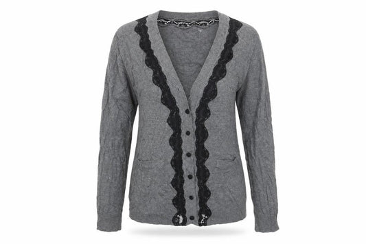 Lux Womens Grey   Cardigan Jumper Size L